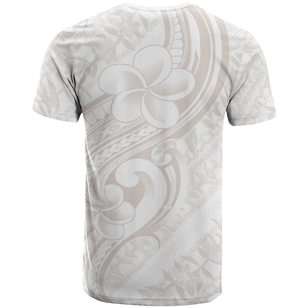 Hawaii Plumeria Lokelani Pikake Lei T Shirt Sandy Beige Polynesian Tattoo