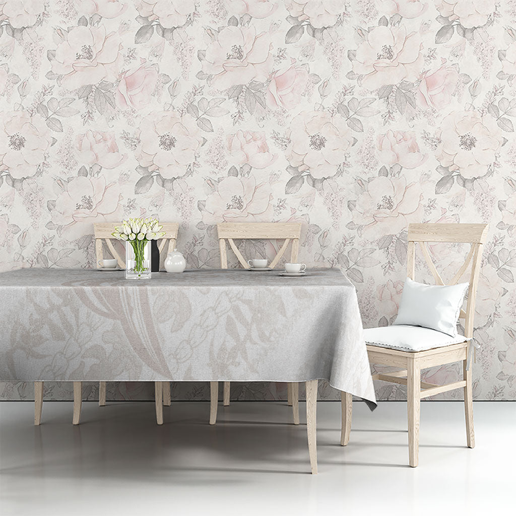 Hawaii Plumeria Lokelani Pikake Lei Tablecloth Sandy Beige Polynesian Tattoo