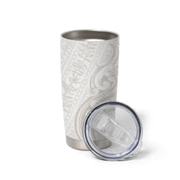Hawaii Plumeria Lokelani Pikake Lei Tumbler Cup Sandy Beige Polynesian Tattoo
