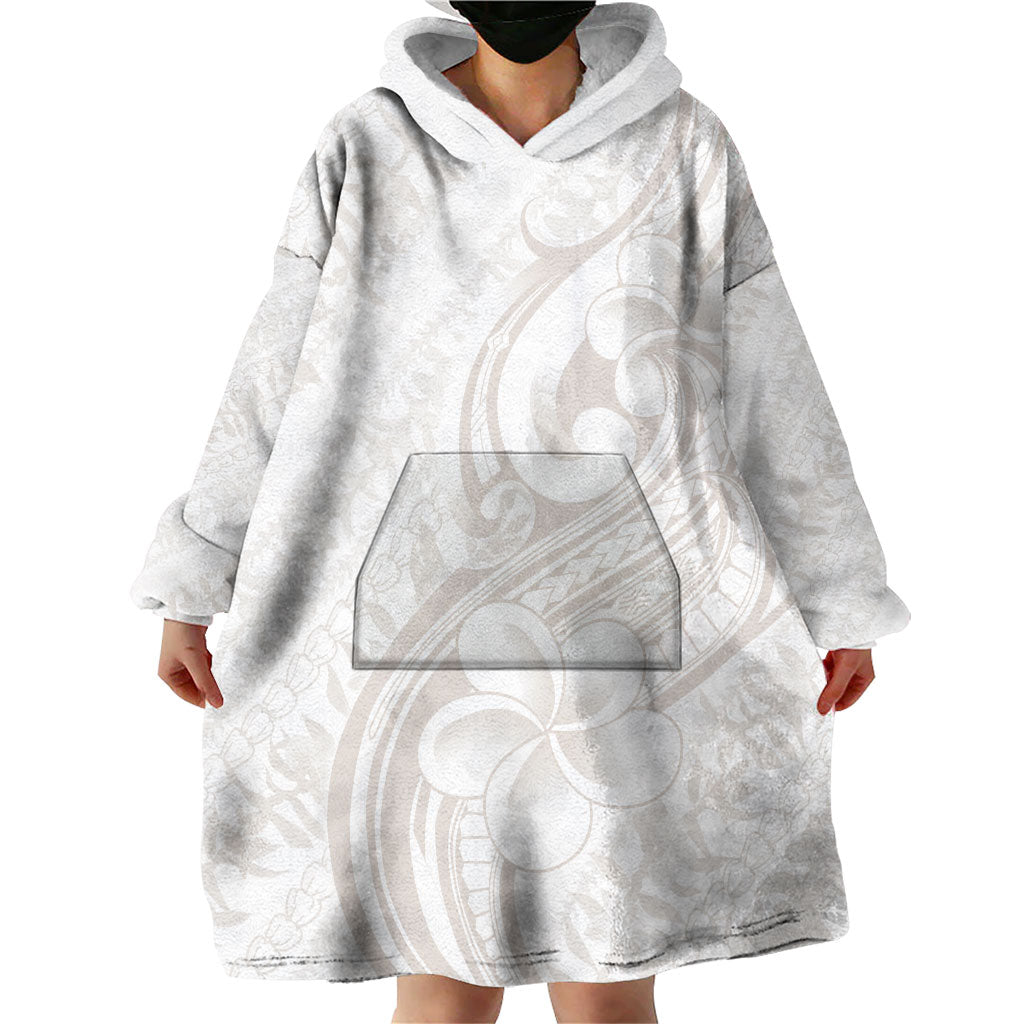Hawaii Plumeria Lokelani Pikake Lei Wearable Blanket Hoodie Sandy Beige Polynesian Tattoo