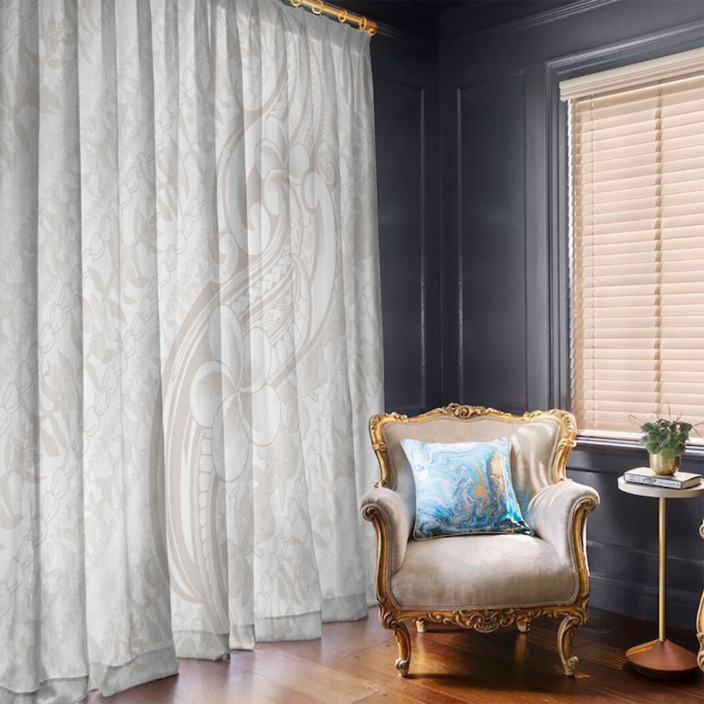 Hawaii Plumeria Lokelani Pikake Lei Window Curtain Sandy Beige Polynesian Tattoo