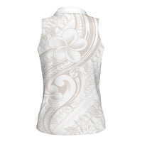 Hawaii Plumeria Lokelani Pikake Lei Women Sleeveless Polo Shirt Sandy Beige Polynesian Tattoo LT9 - Polynesian Pride