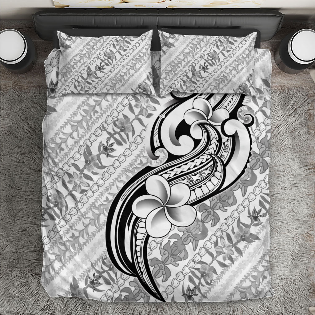 Hawaii Plumeria Lokelani Pikake Lei Bedding Set Ele'ele Polynesian Tattoo