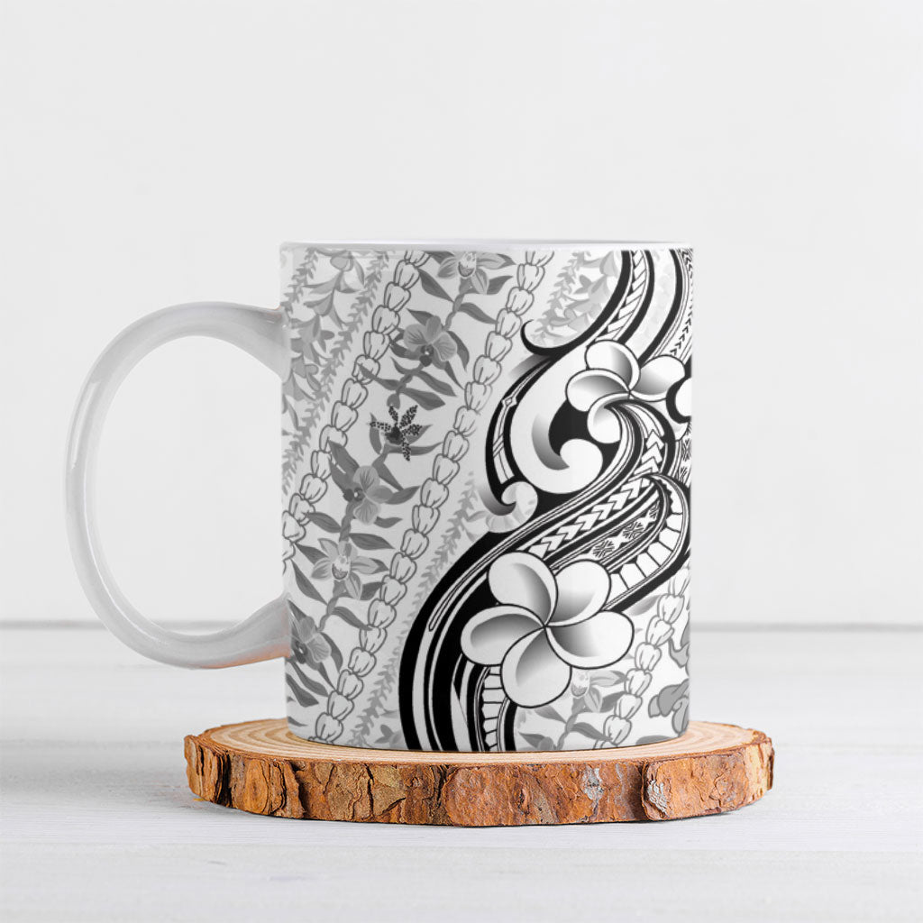 Hawaii Plumeria Lokelani Pikake Lei Ceramic Mug Ele'ele Polynesian Tattoo