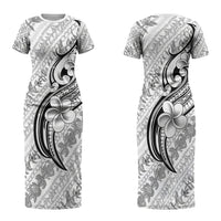 Hawaii Plumeria Lokelani Pikake Lei Couples Matching Short Sleeve Bodycon Dress and Long Sleeve Button Shirt Ele'ele Polynesian Tattoo LT9 - Polynesian Pride