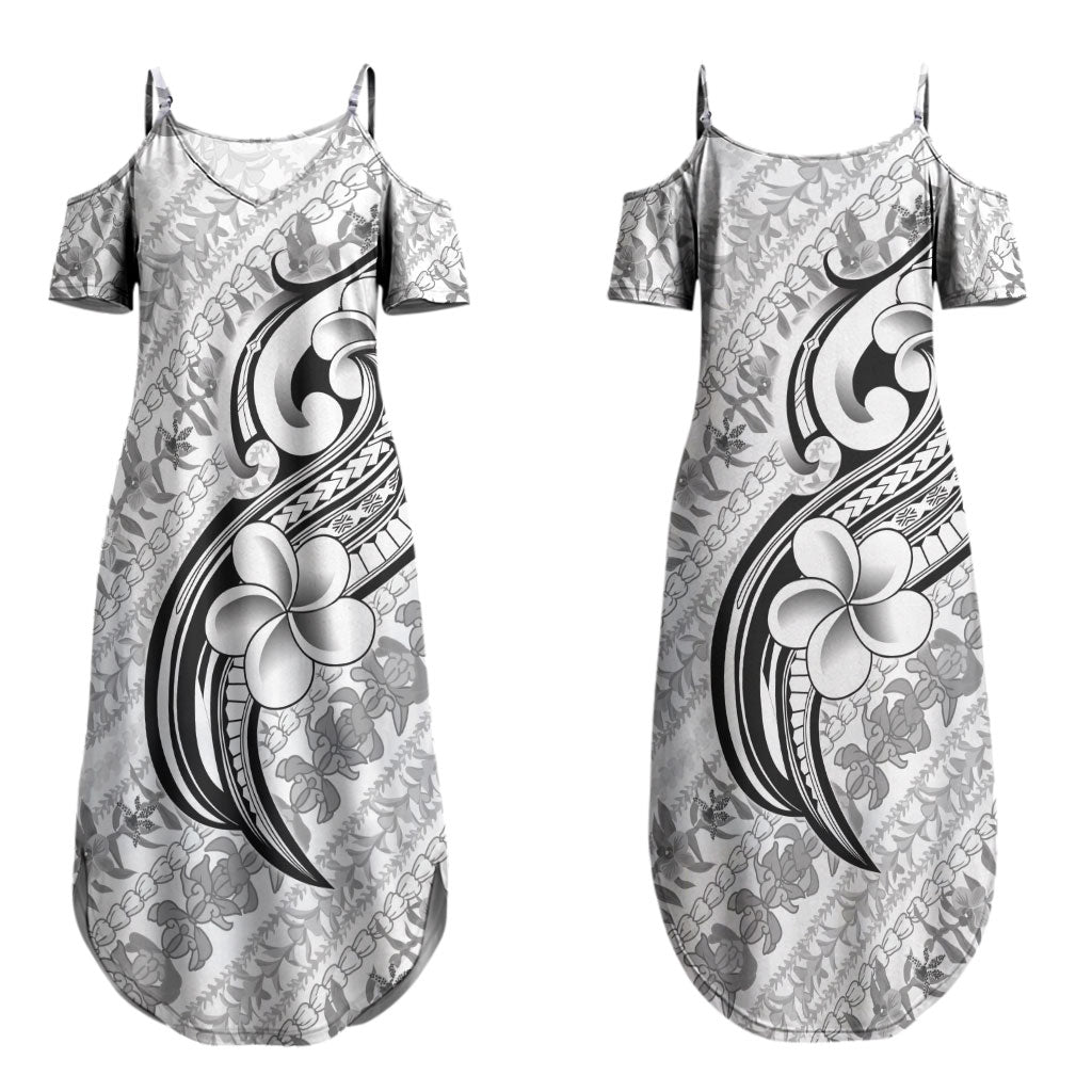 Hawaii Plumeria Lokelani Pikake Lei Couples Matching Summer Maxi Dress and Long Sleeve Button Shirt Ele'ele Polynesian Tattoo LT9 - Polynesian Pride
