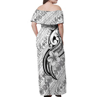 Hawaii Plumeria Lokelani Pikake Lei Family Matching Off Shoulder Maxi Dress and Hawaiian Shirt Ele'ele Polynesian Tattoo LT9 - Polynesian Pride