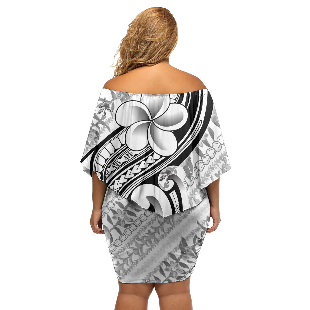 Hawaii Plumeria Lokelani Pikake Lei Family Matching Off Shoulder Short Dress and Hawaiian Shirt Ele'ele Polynesian Tattoo LT9 - Polynesian Pride