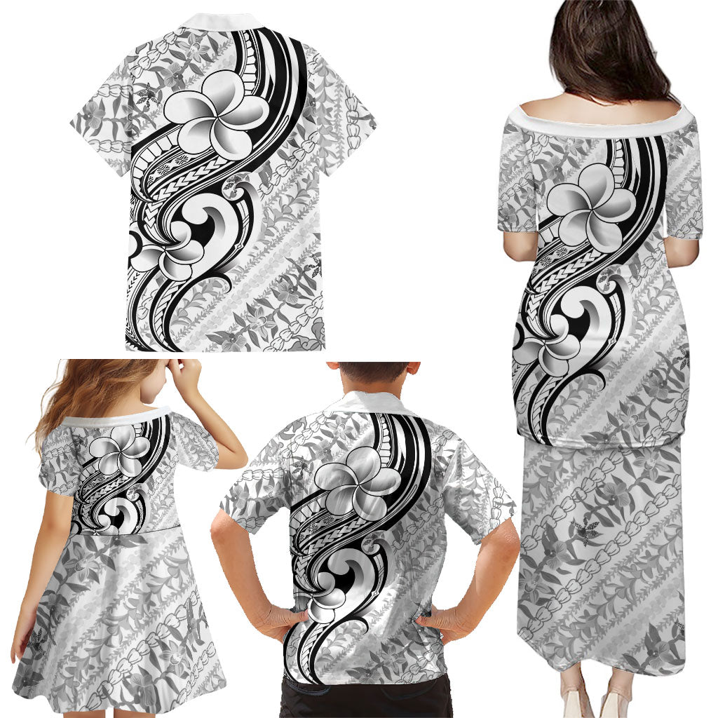 Hawaii Plumeria Lokelani Pikake Lei Family Matching Puletasi and Hawaiian Shirt Ele'ele Polynesian Tattoo LT9 - Polynesian Pride