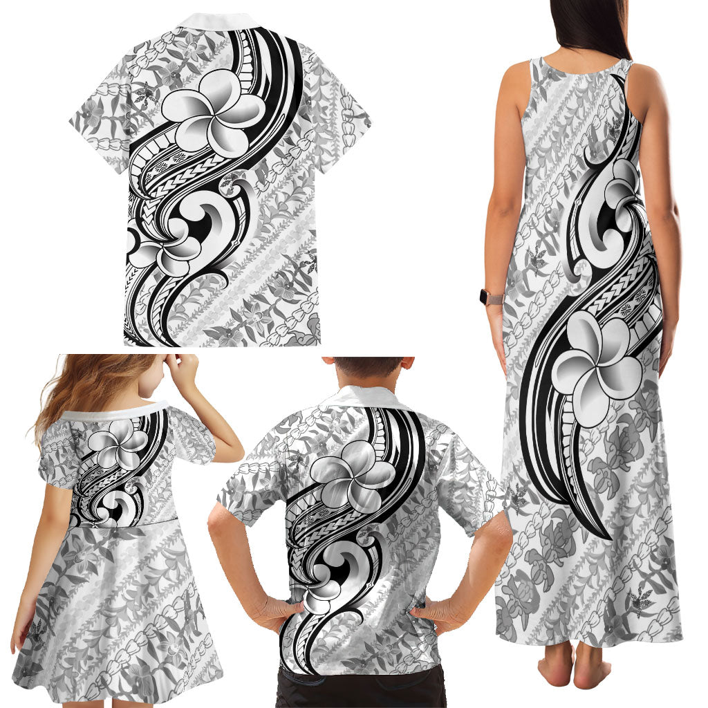Hawaii Plumeria Lokelani Pikake Lei Family Matching Tank Maxi Dress and Hawaiian Shirt Ele'ele Polynesian Tattoo LT9 - Polynesian Pride