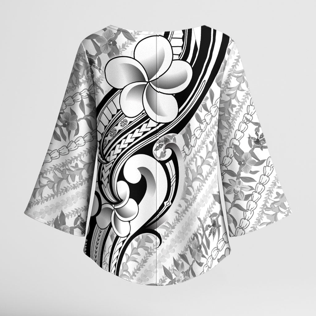 Hawaii Plumeria Lokelani Pikake Lei Kimono Sleeve Blouse Ele'ele Polynesian Tattoo