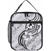 Hawaii Plumeria Lokelani Pikake Lei Lunch Bag Ele'ele Polynesian Tattoo LT9 10.2 × 8.3 × 4.3 inch Black - Polynesian Pride