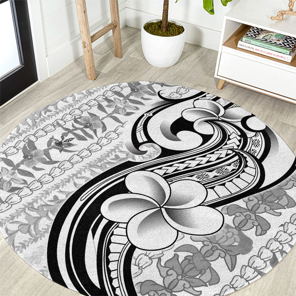 Hawaii Plumeria Lokelani Pikake Lei Round Carpet Ele'ele Polynesian Tattoo
