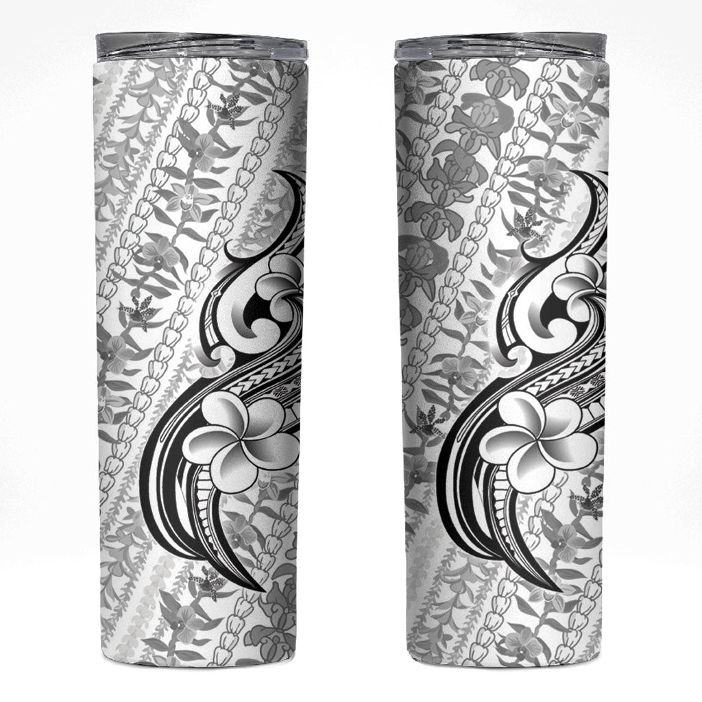 Hawaii Plumeria Lokelani Pikake Lei Skinny Tumbler Ele'ele Polynesian Tattoo