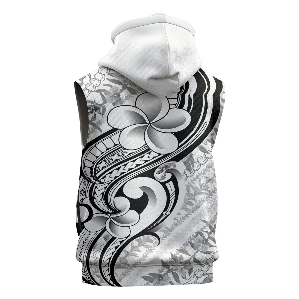 Hawaii Plumeria Lokelani Pikake Lei Sleeveless Zip Hoodie Ele'ele Polynesian Tattoo