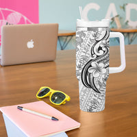 Hawaii Plumeria Lokelani Pikake Lei Tumbler With Handle Ele'ele Polynesian Tattoo