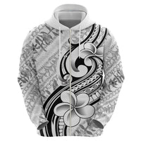 Hawaii Plumeria Lokelani Pikake Lei Zip Hoodie Ele'ele Polynesian Tattoo