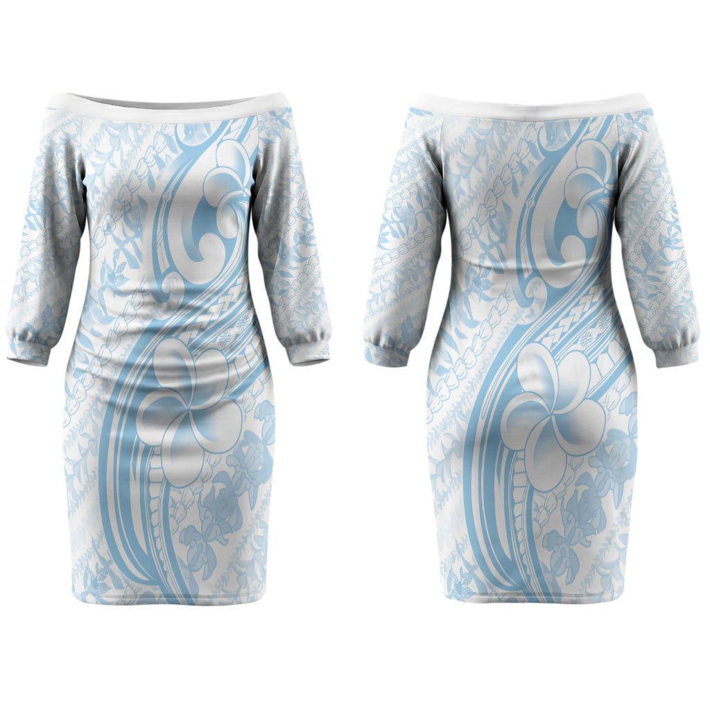 Hawaii Plumeria Lokelani Pikake Lei Couples Matching Off The Shoulder Long Sleeve Dress and Long Sleeve Button Shirt Uliuli Polynesian Tattoo LT9 - Polynesian Pride