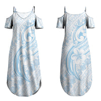 Hawaii Plumeria Lokelani Pikake Lei Couples Matching Summer Maxi Dress and Long Sleeve Button Shirt Uliuli Polynesian Tattoo LT9 - Polynesian Pride