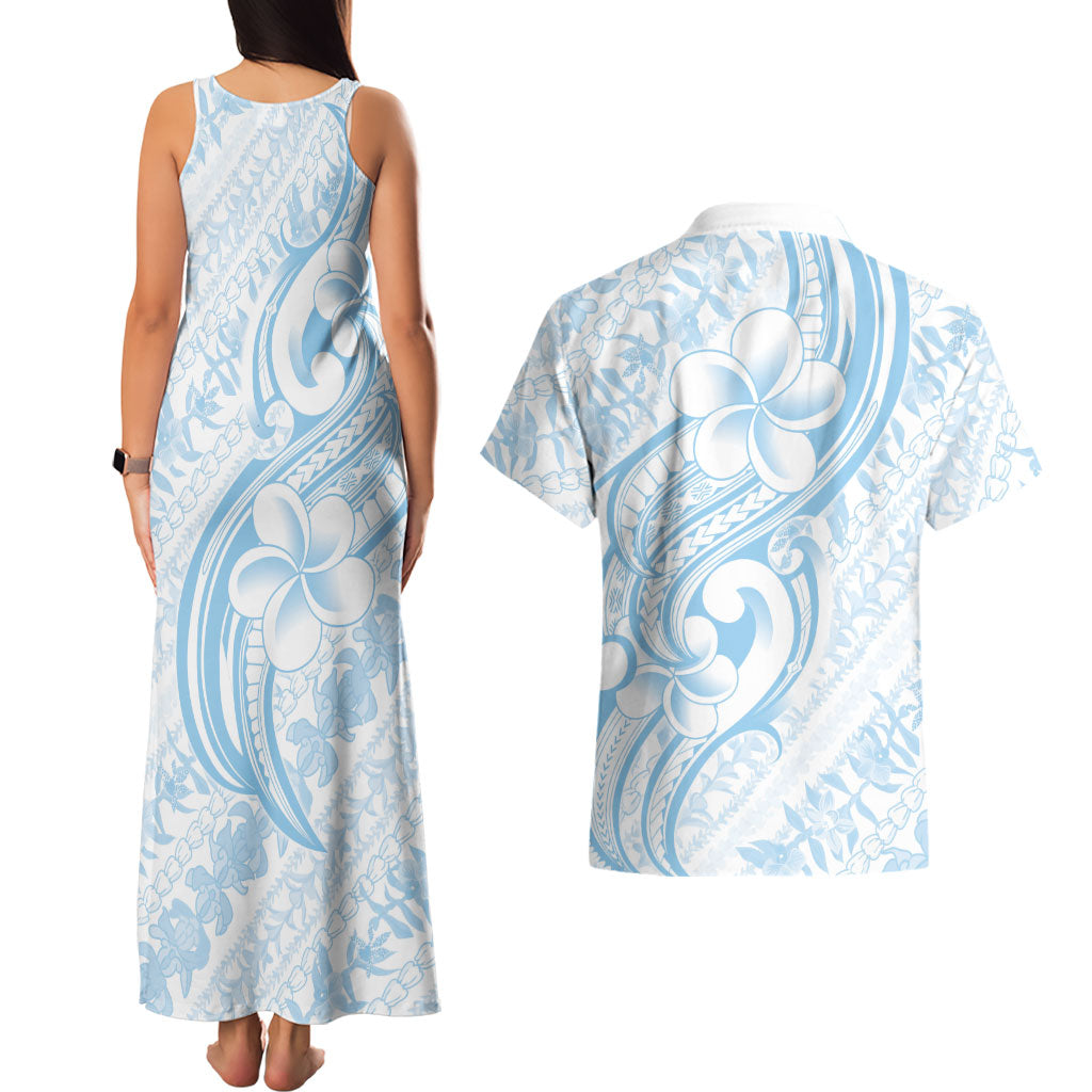 Hawaii Plumeria Lokelani Pikake Lei Couples Matching Tank Maxi Dress and Hawaiian Shirt Uliuli Polynesian Tattoo LT9 - Polynesian Pride