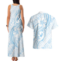 Hawaii Plumeria Lokelani Pikake Lei Couples Matching Tank Maxi Dress and Hawaiian Shirt Uliuli Polynesian Tattoo LT9 - Polynesian Pride