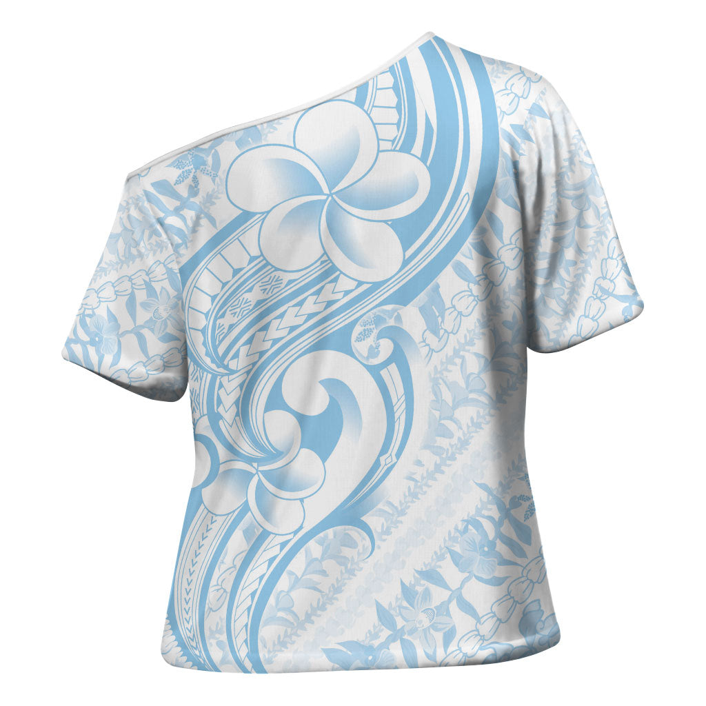 Hawaii Plumeria Lokelani Pikake Lei Cross Shoulder Shirt Uliuli Polynesian Tattoo