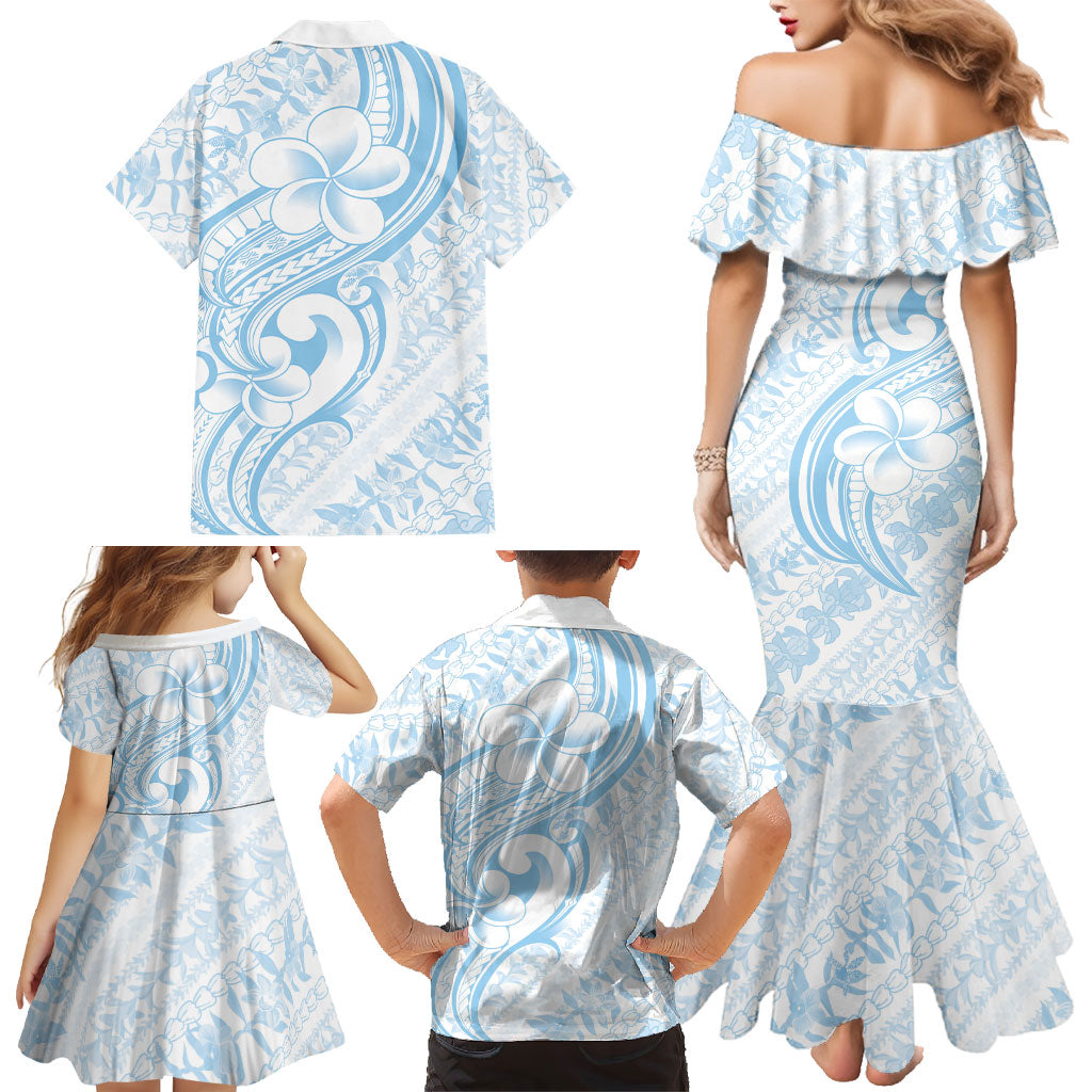 Hawaii Plumeria Lokelani Pikake Lei Family Matching Mermaid Dress and Hawaiian Shirt Uliuli Polynesian Tattoo LT9 - Polynesian Pride