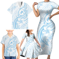 Hawaii Plumeria Lokelani Pikake Lei Family Matching Short Sleeve Bodycon Dress and Hawaiian Shirt Uliuli Polynesian Tattoo LT9 - Polynesian Pride