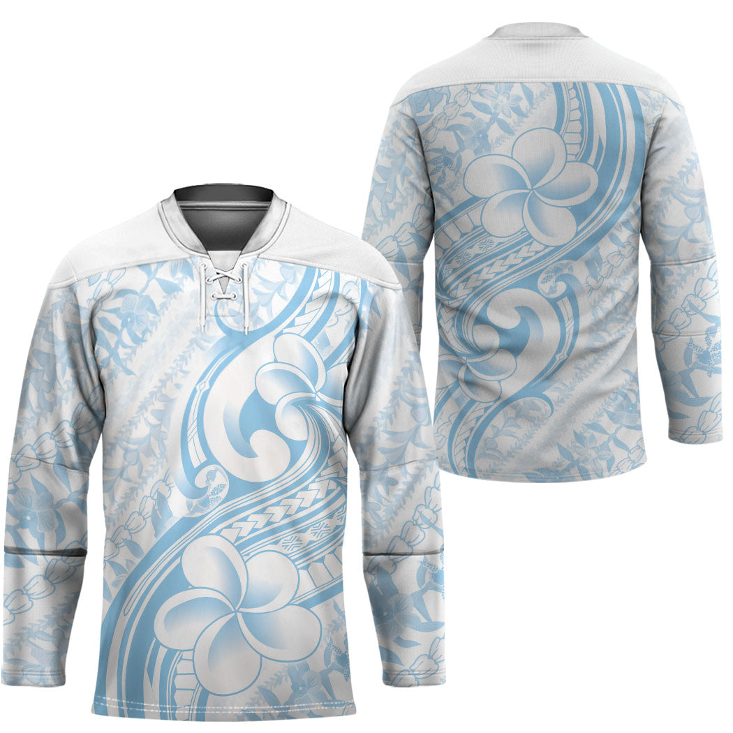 Hawaii Plumeria Lokelani Pikake Lei Hockey Jersey Uliuli Polynesian Tattoo LT9 - Polynesian Pride