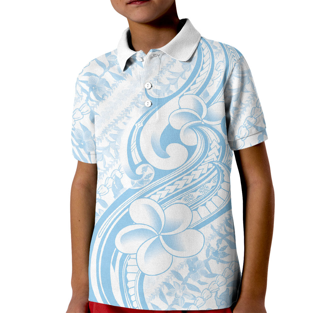 Hawaii Plumeria Lokelani Pikake Lei Kid Polo Shirt Uliuli Polynesian Tattoo