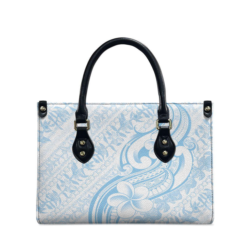 Hawaii Plumeria Lokelani Pikake Lei Leather Bag Uliuli Polynesian Tattoo
