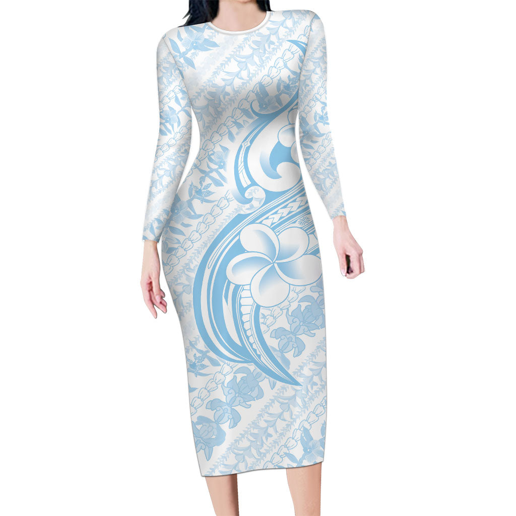 Hawaii Plumeria Lokelani Pikake Lei Long Sleeve Bodycon Dress Uliuli Polynesian Tattoo
