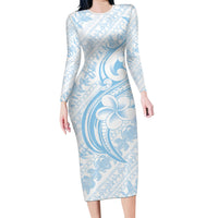 Hawaii Plumeria Lokelani Pikake Lei Long Sleeve Bodycon Dress Uliuli Polynesian Tattoo