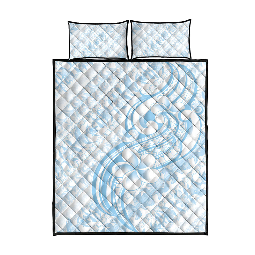 Hawaii Plumeria Lokelani Pikake Lei Quilt Bed Set Uliuli Polynesian Tattoo