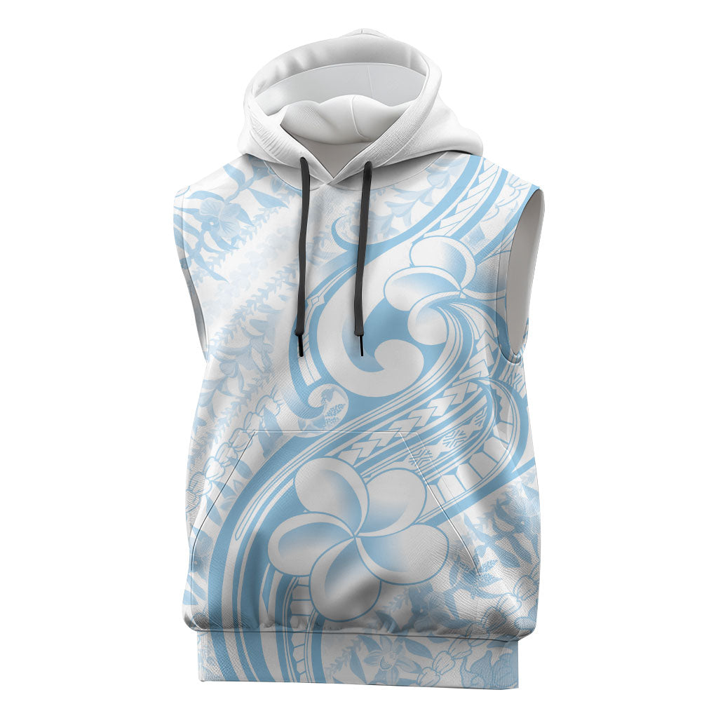 Hawaii Plumeria Lokelani Pikake Lei Sleeveless Hoodie Uliuli Polynesian Tattoo