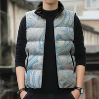 Hawaii Plumeria Lokelani Pikake Lei Sleeveless Puffer Jacket Uliuli Polynesian Tattoo LT9 - Polynesian Pride