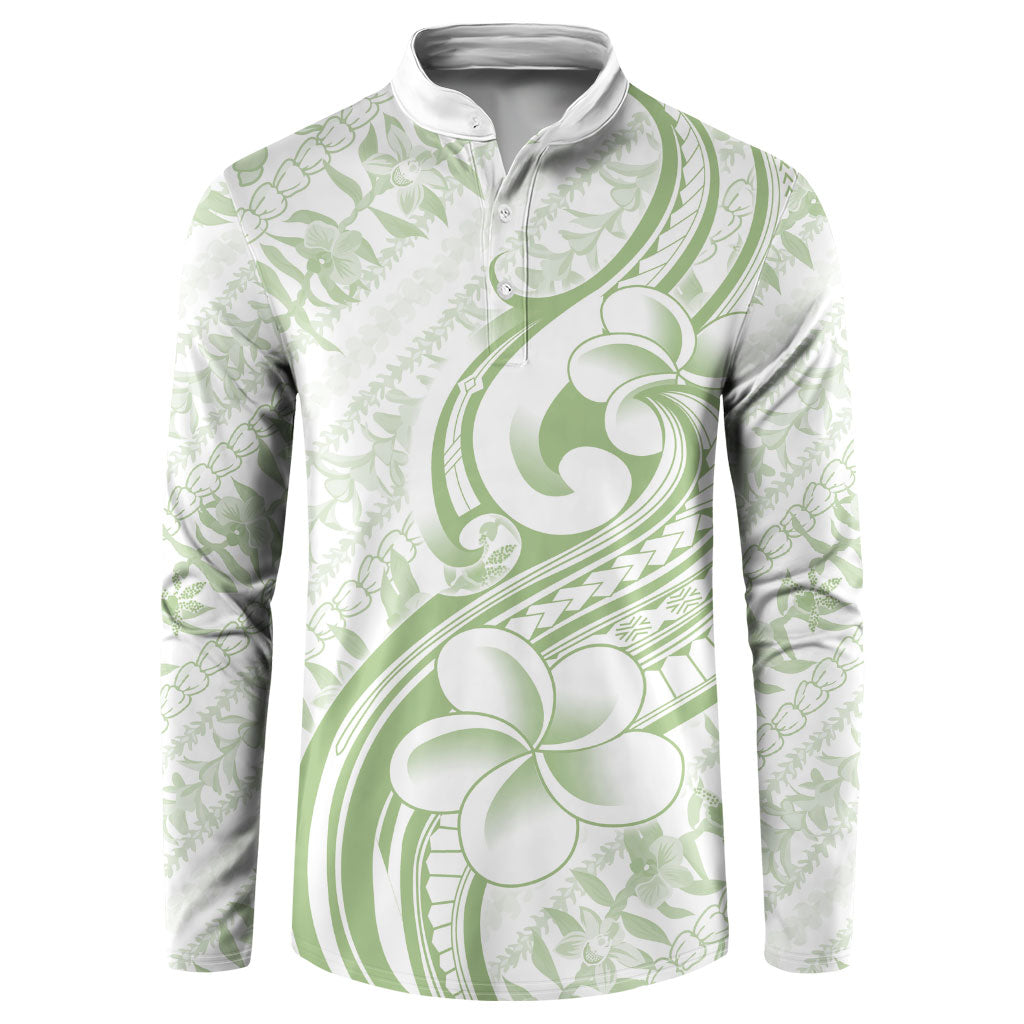 Hawaii Plumeria Lokelani Pikake Lei Button Sweatshirt Oma'oma'o Polynesian Tattoo