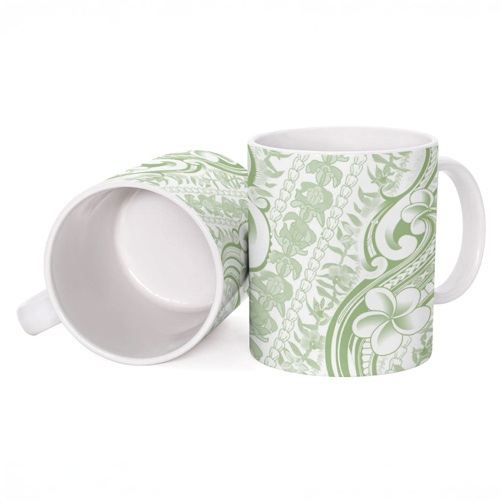 Hawaii Plumeria Lokelani Pikake Lei Ceramic Mug Oma'oma'o Polynesian Tattoo LT9 - Polynesian Pride