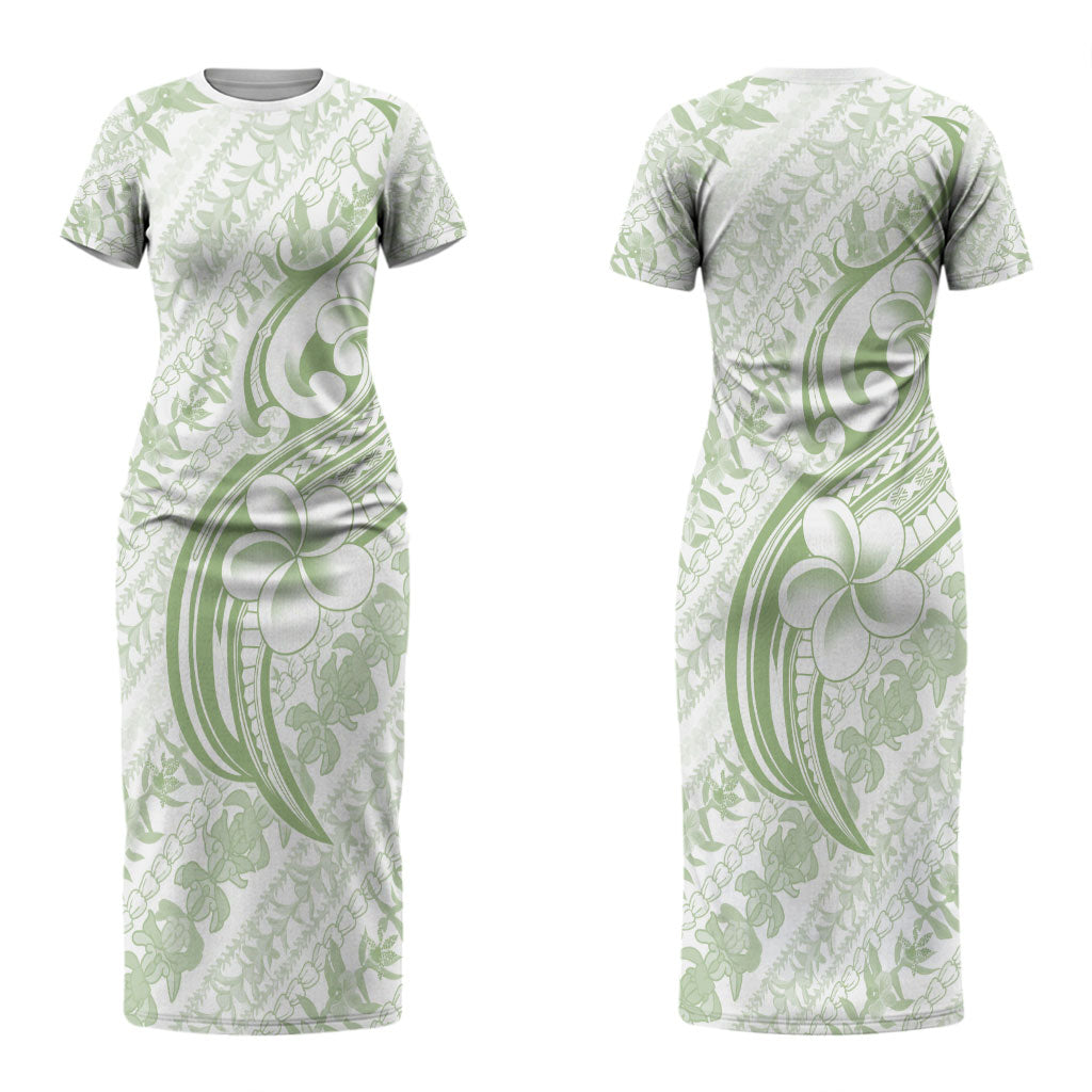 Hawaii Plumeria Lokelani Pikake Lei Couples Matching Short Sleeve Bodycon Dress and Hawaiian Shirt Oma'oma'o Polynesian Tattoo LT9 - Polynesian Pride