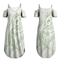 Hawaii Plumeria Lokelani Pikake Lei Couples Matching Summer Maxi Dress and Long Sleeve Button Shirt Oma'oma'o Polynesian Tattoo LT9 - Polynesian Pride