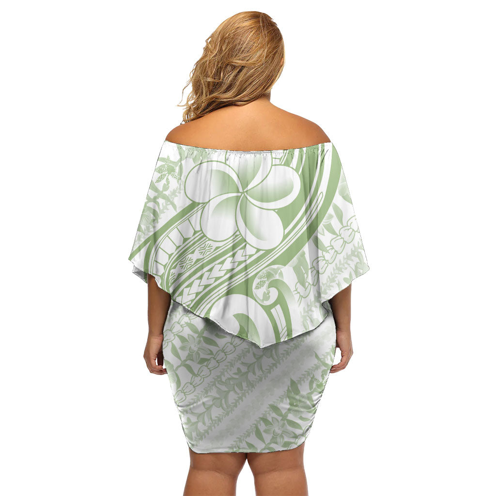 Hawaii Plumeria Lokelani Pikake Lei Family Matching Off Shoulder Short Dress and Hawaiian Shirt Oma'oma'o Polynesian Tattoo LT9 - Polynesian Pride