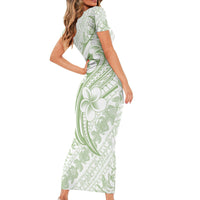 Hawaii Plumeria Lokelani Pikake Lei Family Matching Short Sleeve Bodycon Dress and Hawaiian Shirt Oma'oma'o Polynesian Tattoo LT9 - Polynesian Pride