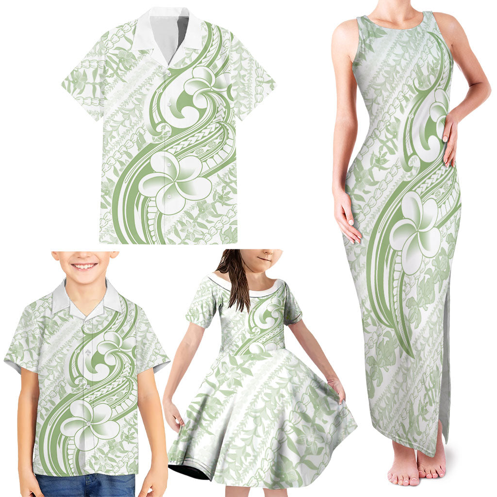 Hawaii Plumeria Lokelani Pikake Lei Family Matching Tank Maxi Dress and Hawaiian Shirt Oma'oma'o Polynesian Tattoo LT9 - Polynesian Pride