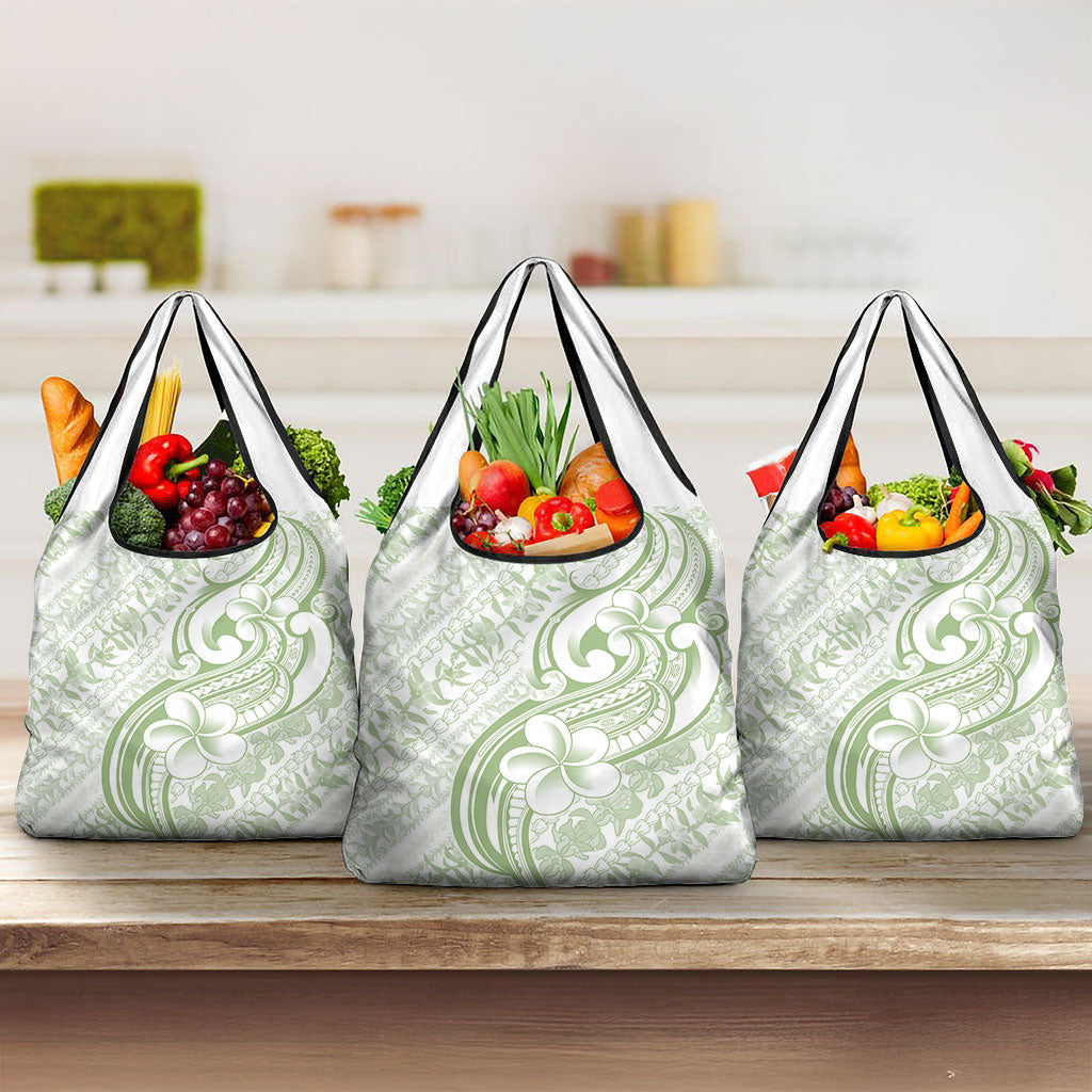 Hawaii Plumeria Lokelani Pikake Lei Grocery Bag Oma'oma'o Polynesian Tattoo