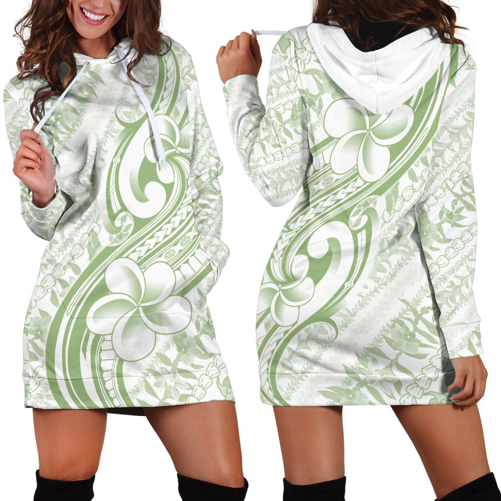 Hawaii Plumeria Lokelani Pikake Lei Hoodie Dress Oma'oma'o Polynesian Tattoo