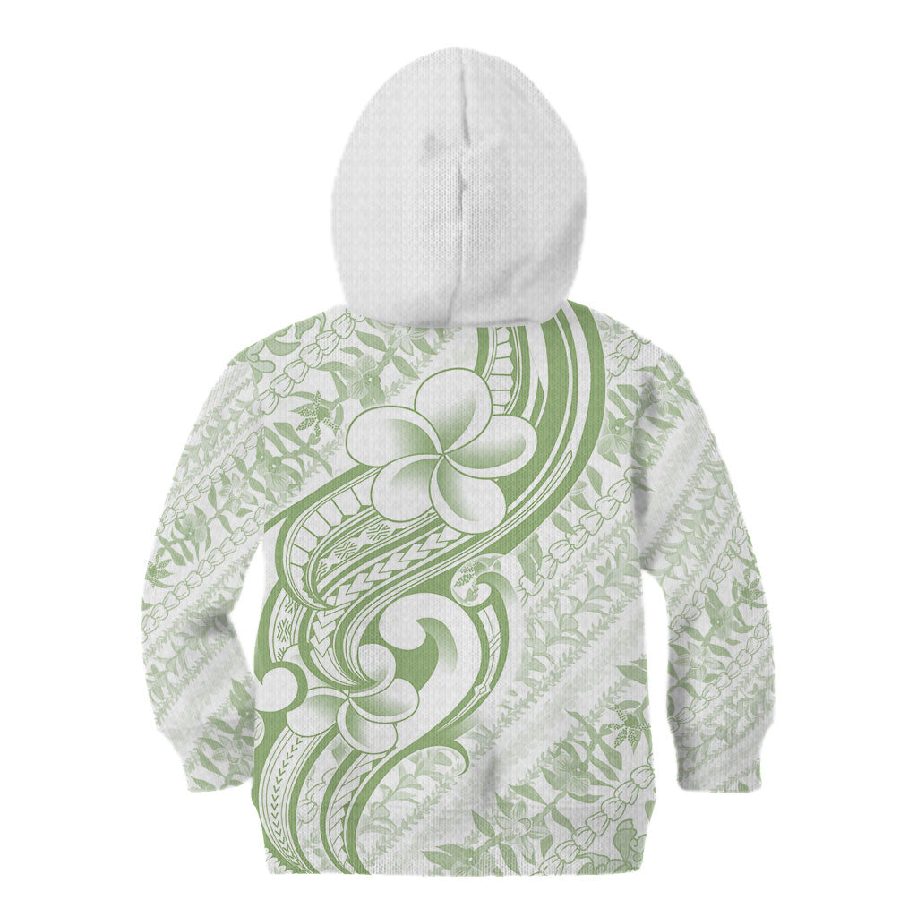 Hawaii Plumeria Lokelani Pikake Lei Kid Hoodie Oma'oma'o Polynesian Tattoo
