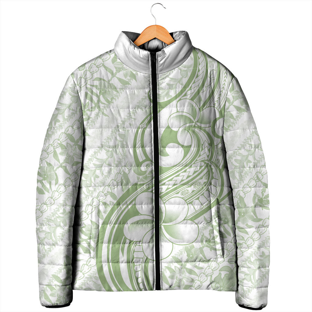 Hawaii Plumeria Lokelani Pikake Lei Padded Jacket Oma'oma'o Polynesian Tattoo LT9 - Polynesian Pride