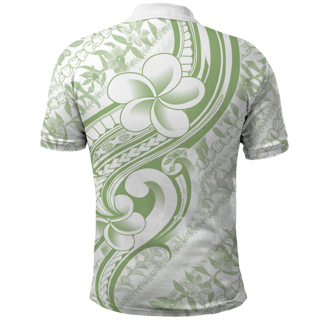Hawaii Plumeria Lokelani Pikake Lei Polo Shirt Oma'oma'o Polynesian Tattoo