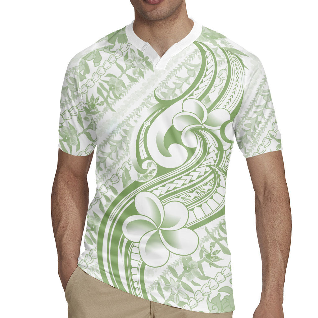 Hawaii Plumeria Lokelani Pikake Lei Rugby Jersey Oma'oma'o Polynesian Tattoo