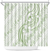 Hawaii Plumeria Lokelani Pikake Lei Shower Curtain Oma'oma'o Polynesian Tattoo